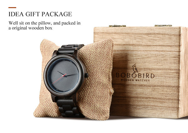 BOBO BIRD Ebony Wood Simple Mens Watch in a Wooden Gift Box