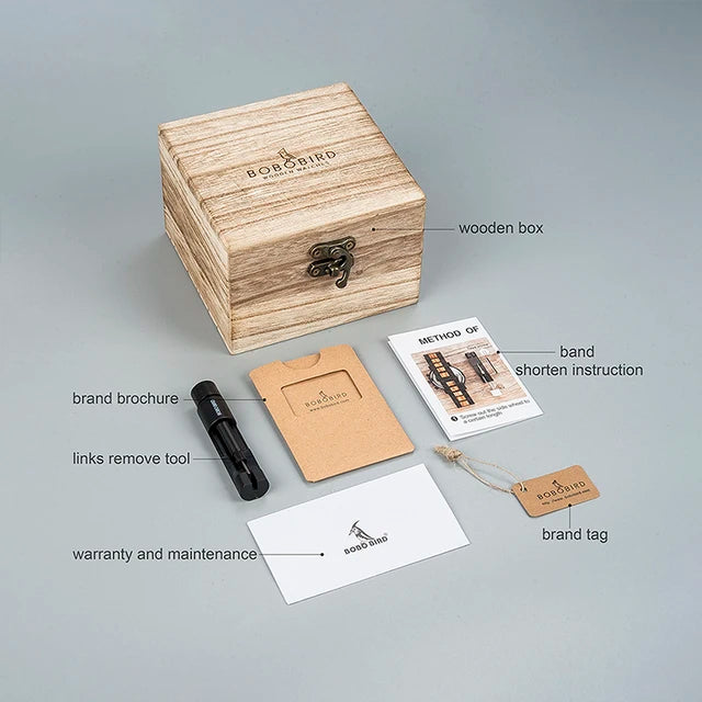 BOBO BIRD Ebony Wood Simple Mens Watch in a Wooden Gift Box