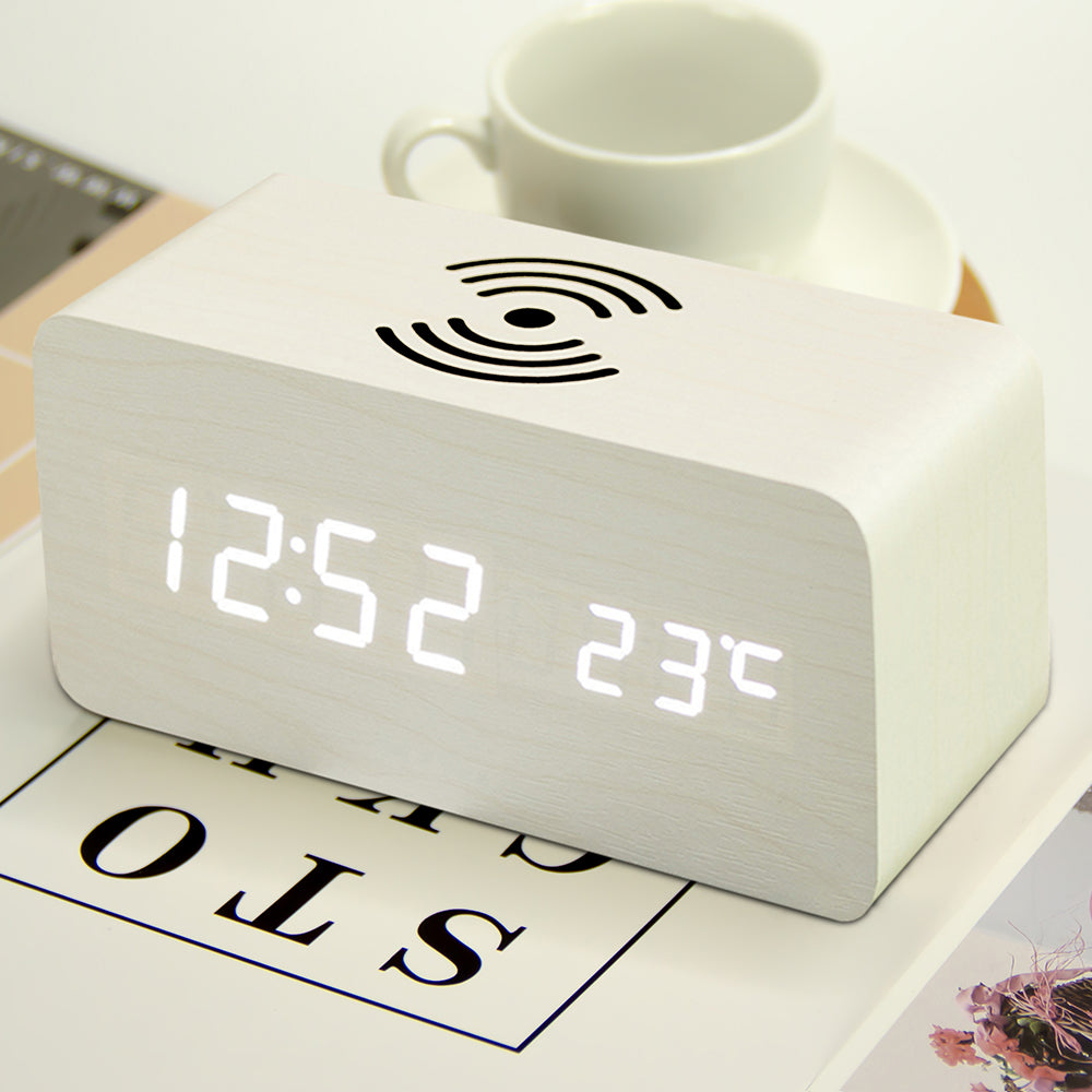 Bluetooth Alarm Clock With 3D Stereo Surround Speaker - White