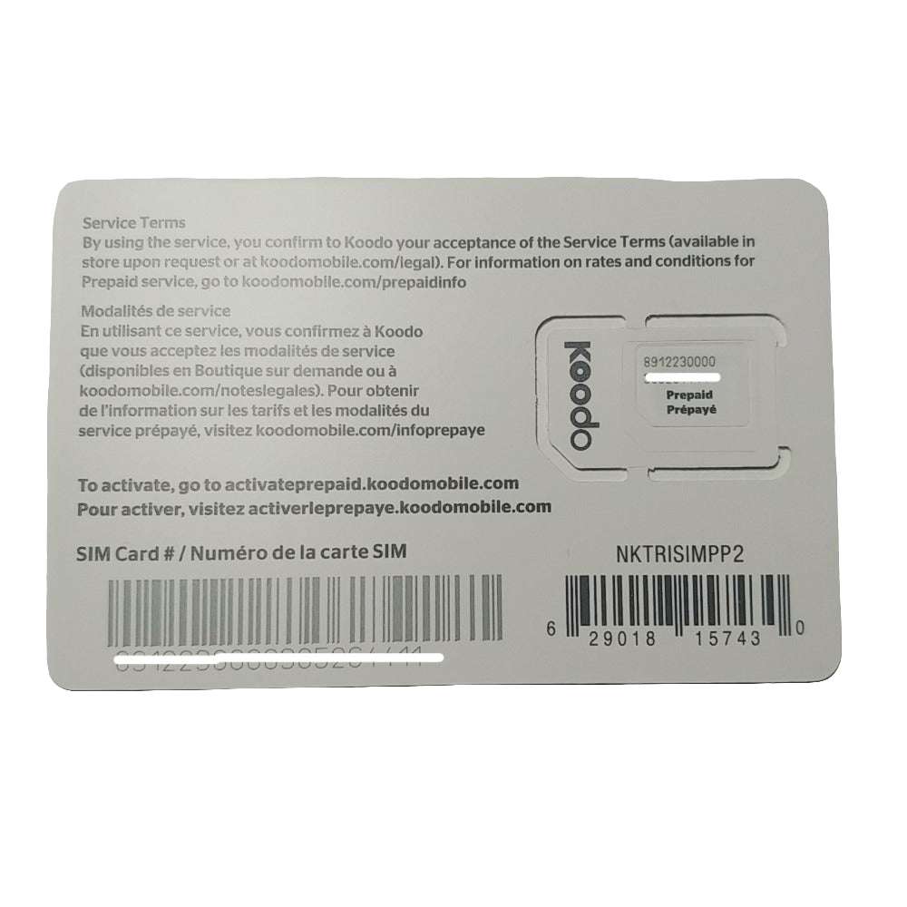 New Koodo Multi SIM 3 In 1 Adapter Sim Card