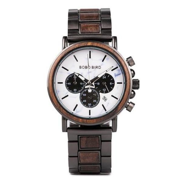 BOBO BIRD Mens Wood Chronograph Watch - Dark Wood