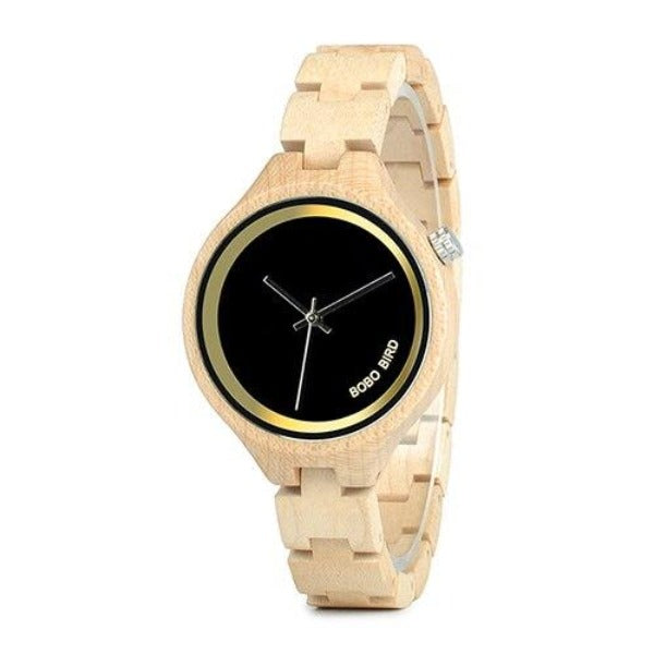 BOBO BIRD Womens Classic Maple Watch With A Box Engravable Natural Maple Wood
