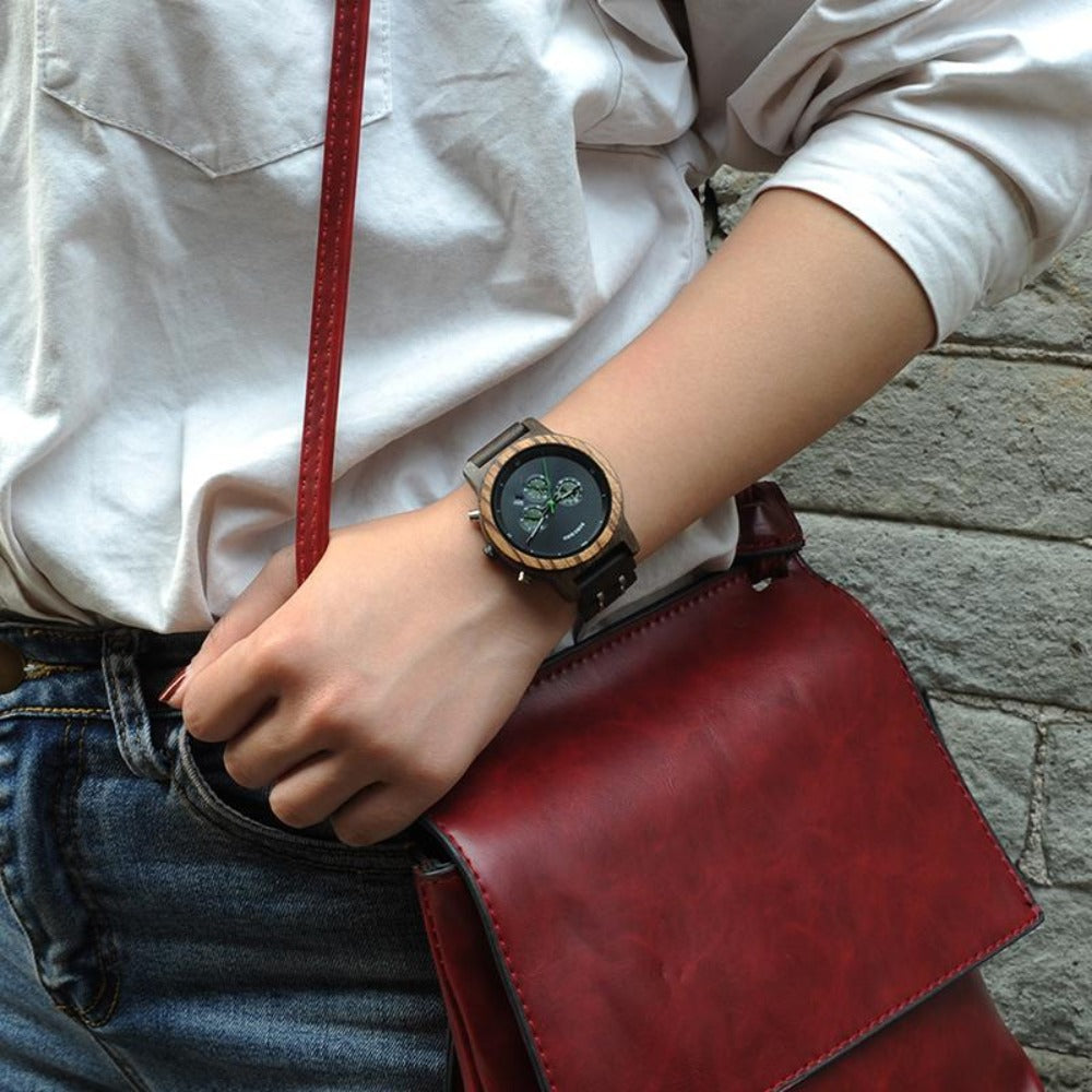 BOBO BIRD Womens Chronograph Wood Watch