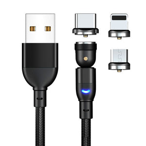 540° Rotating Magnetic Charging Cable Adaptable For Micro, USB Type C, Or Iphones - Cable And Micro USB Type C And Iphone Adapters