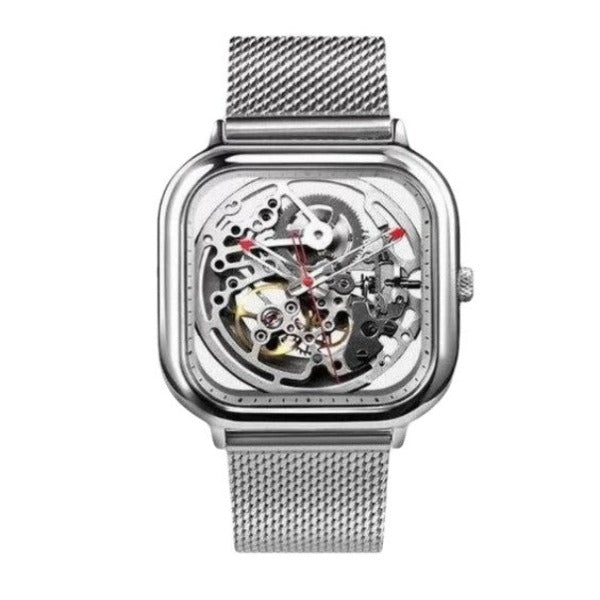Time For All Kinds - CIGA DESIGN Unisex Automatic Mechanical Skeleton 316 Stainless Steel Full Hollow Watch - Silver