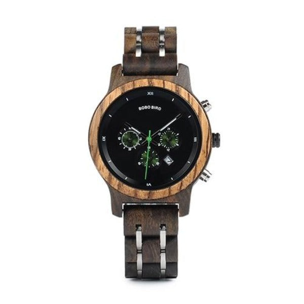 BOBO BIRD Womens Chronograph Wood Watch - Black