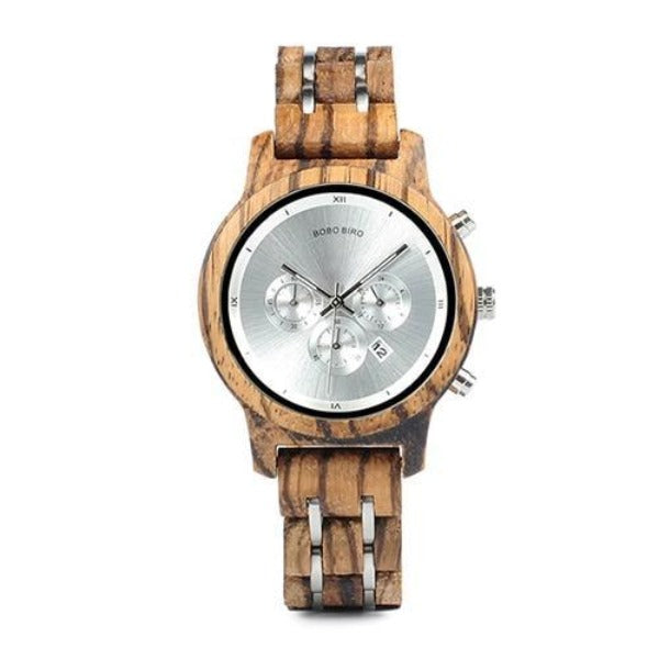 BOBO BIRD Womens Chronograph Wood Watch - Silver