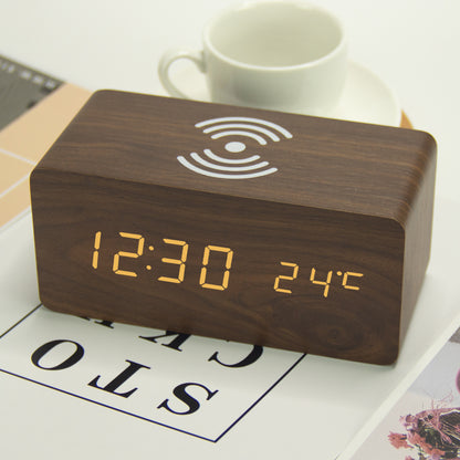 Bluetooth Alarm Clock With 3D Stereo Surround Speaker - Brown