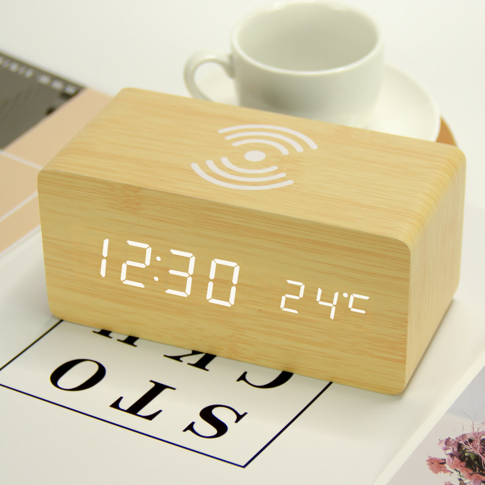 Bluetooth Alarm Clock With 3D Stereo Surround Speaker - Beige