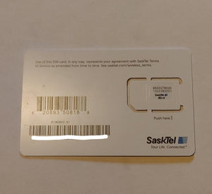 New Sasktel Mobile Multi SIM 3 In 1 Adapter Sim Card