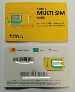 New Fido Multi SIM 3 In 1 Adapter Sim Card