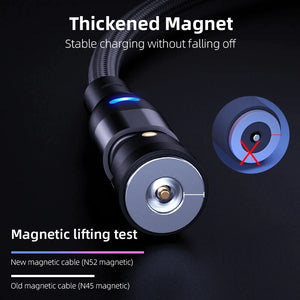 540° Rotating Magnetic Charging Cable Adaptable For Micro, USB Type C, Or Iphones