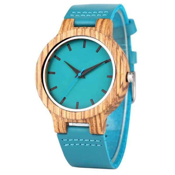 BOBO BIRD Couples Blue Zebra Wood Watch To Engrave In A Paper Gift Box Men's C28