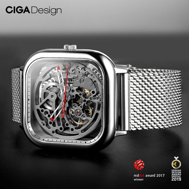 Time For All Kinds - CIGA DESIGN Unisex Automatic Mechanical Skeleton Full Hollow Watch