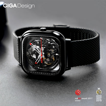 Time For All Kinds - CIGA DESIGN Unisex Automatic Mechanical Skeleton Full Hollow Watch