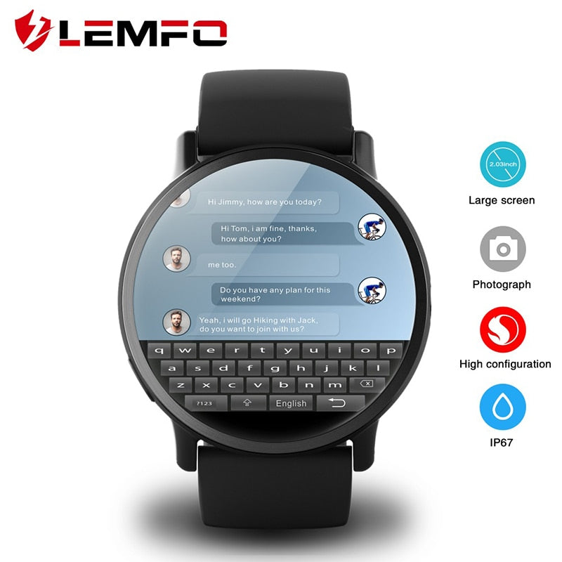 Lemfo LEM X 4G Smart Watch 8MP Camera GPS Sport Business Strap For Men