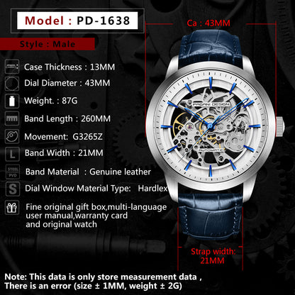 Pagani Design Mens Skeleton Hollow Mechanical Watch
