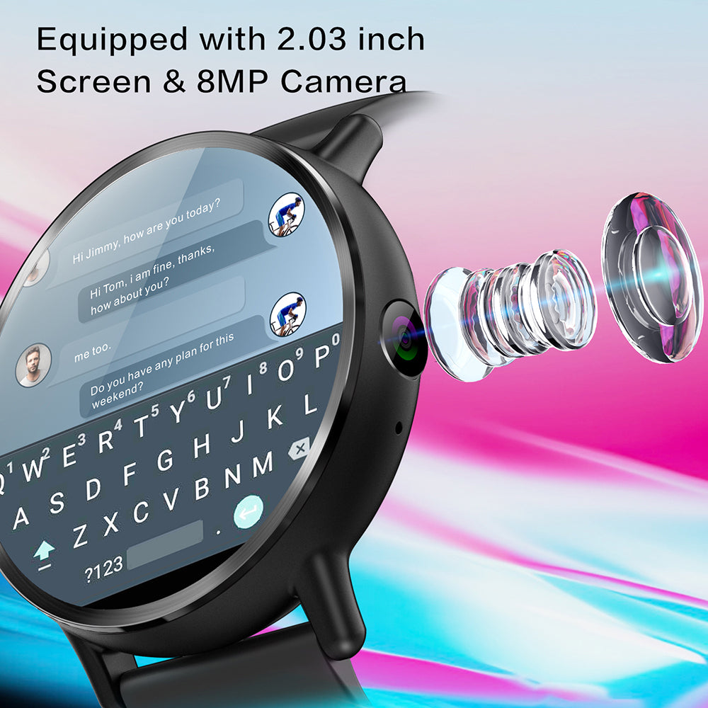Lemfo LEM X 4G Smart Watch 8MP Camera GPS Sport Business Strap For Men