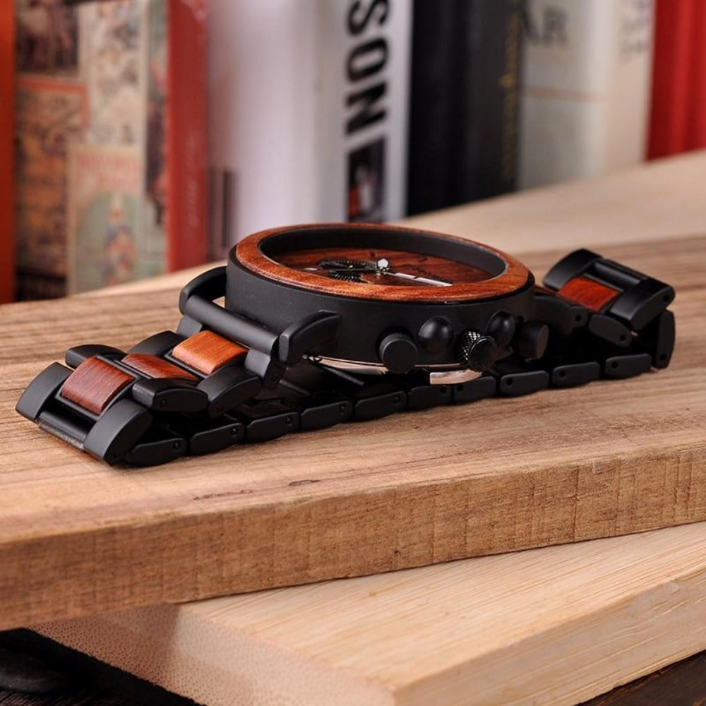 BOBO BIRD Mens Chronograph Wood Watch Add A Message
