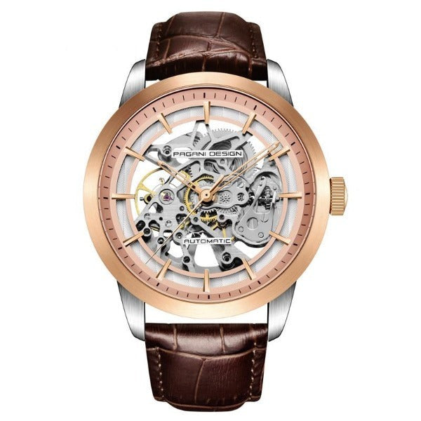 Pagani Design Mens Skeleton Hollow Mechanical Watch Gold