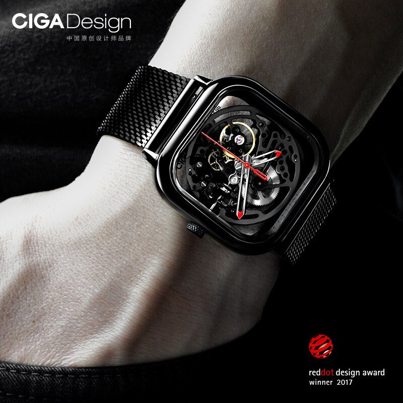 Time For All Kinds - CIGA DESIGN Unisex Automatic Mechanical Skeleton Full Hollow Watch