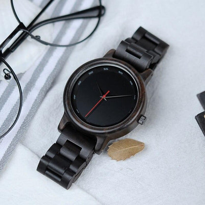 BOBO BIRD Ebony Wood Simple Mens Watch in a Wooden Gift Box