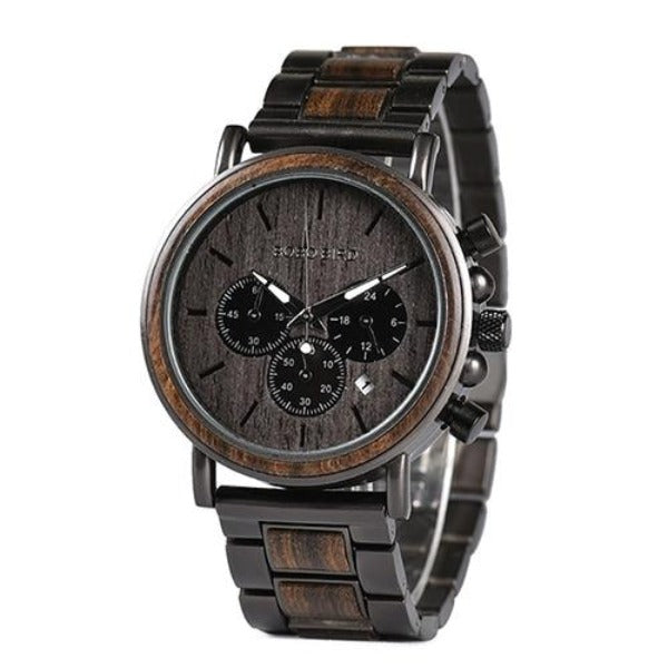 BOBO BIRD Metal Wood Or Leather Mens Chronograph Watch