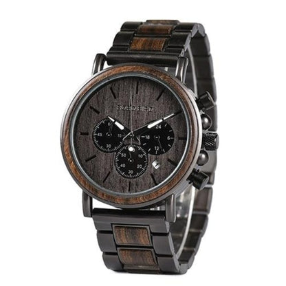 BOBO BIRD Metal Wood Or Leather Mens Chronograph Watch
