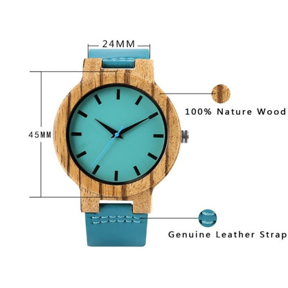 BOBO BIRD Couples Blue Zebra Wood Watch To Engrave In A Paper Gift Box