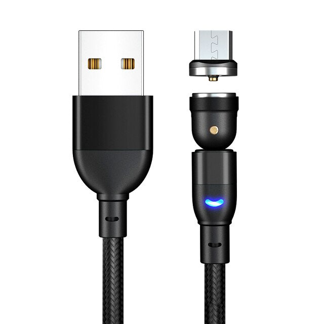 540° Rotating Magnetic Charging Cable Adaptable For Micro, USB Type C, Or Iphones - Cable And Micro Adapter