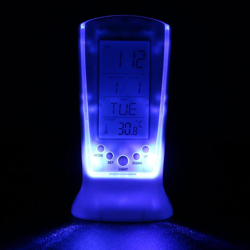 Bulb Desktop Clock Time For All Kinds - Blue Backlight Digital Alarm Clock Desktop Table ...